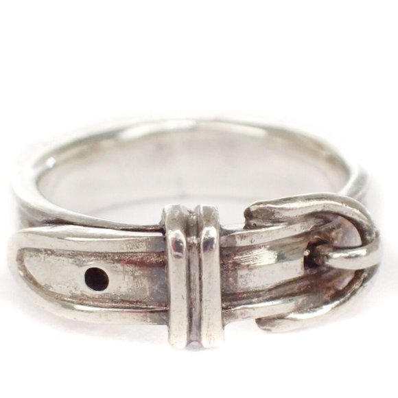 HERMES Logo Ceinture Belt Motif Ring US #5 Silver 925 France Accessory 62RJ352 - Picture 1 of 13
